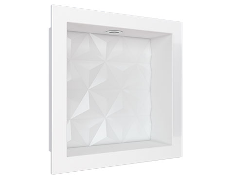 Nicho em Mármore Sintético Cozimax Medida 30 x 30 cor Branco com Led