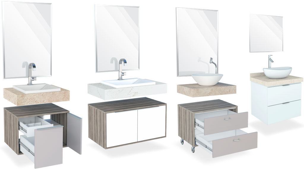 Linha de Banheiros Porcelanato Cozimax Móveis